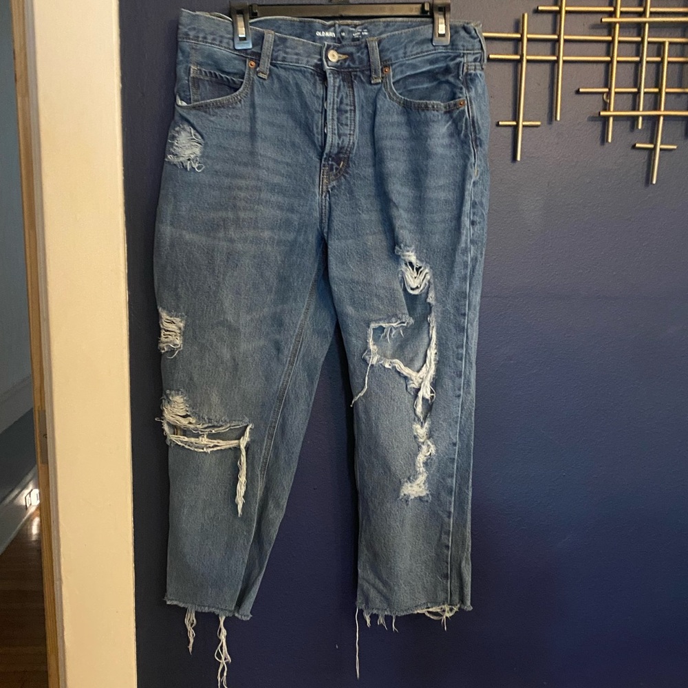 Old Navy Blue Skinny Jeans with Vintage Distressing